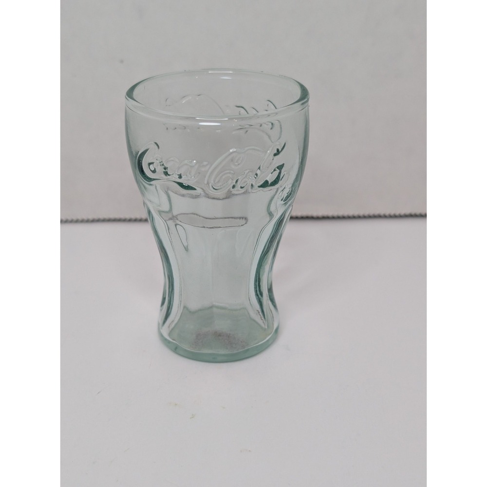 Coca Cola Mini Glass 2.5 oz Green Tint Contour Coke Brand Indiana Glass 2001...